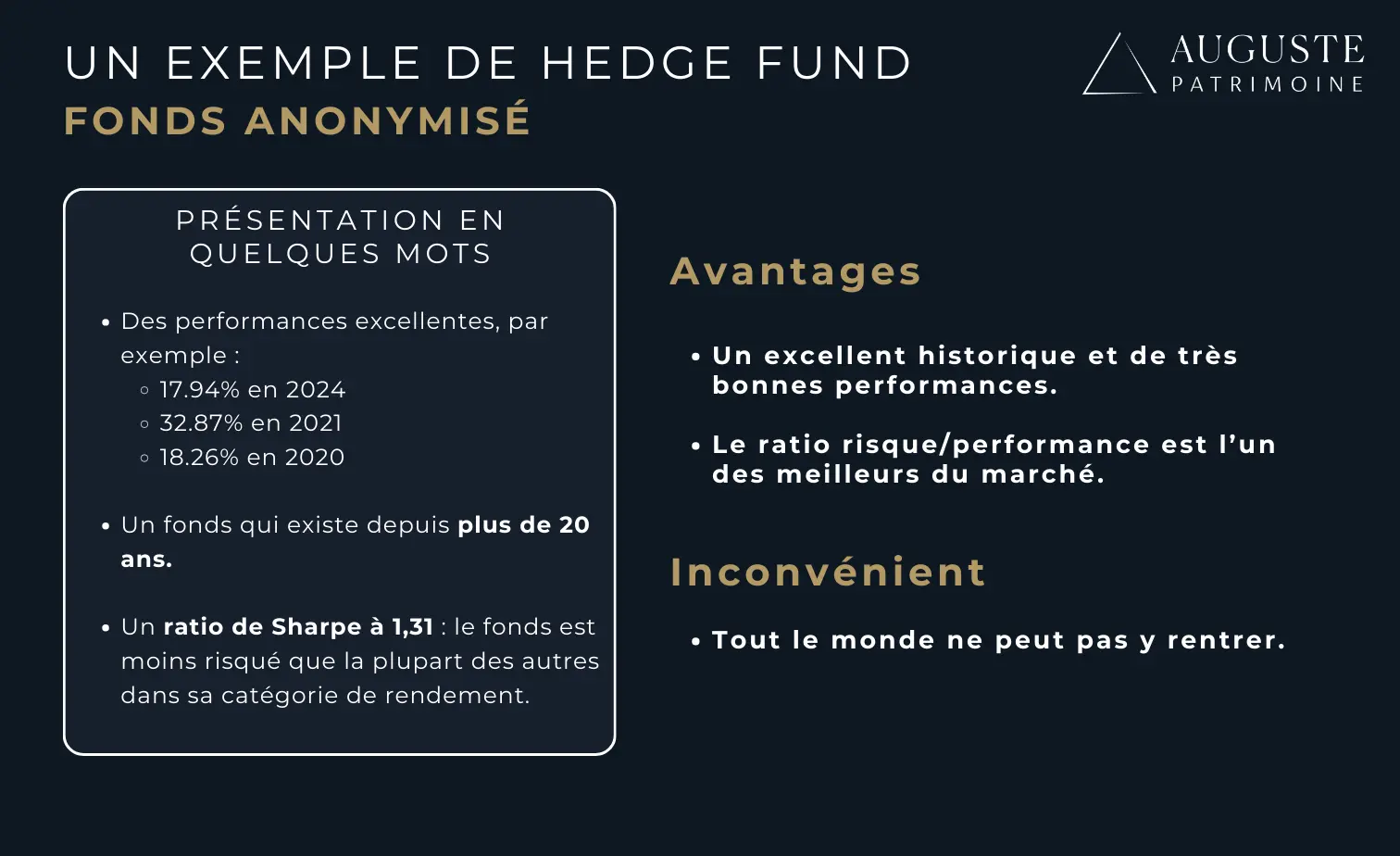 Un exemple de Hedge fund et les rendements possibles