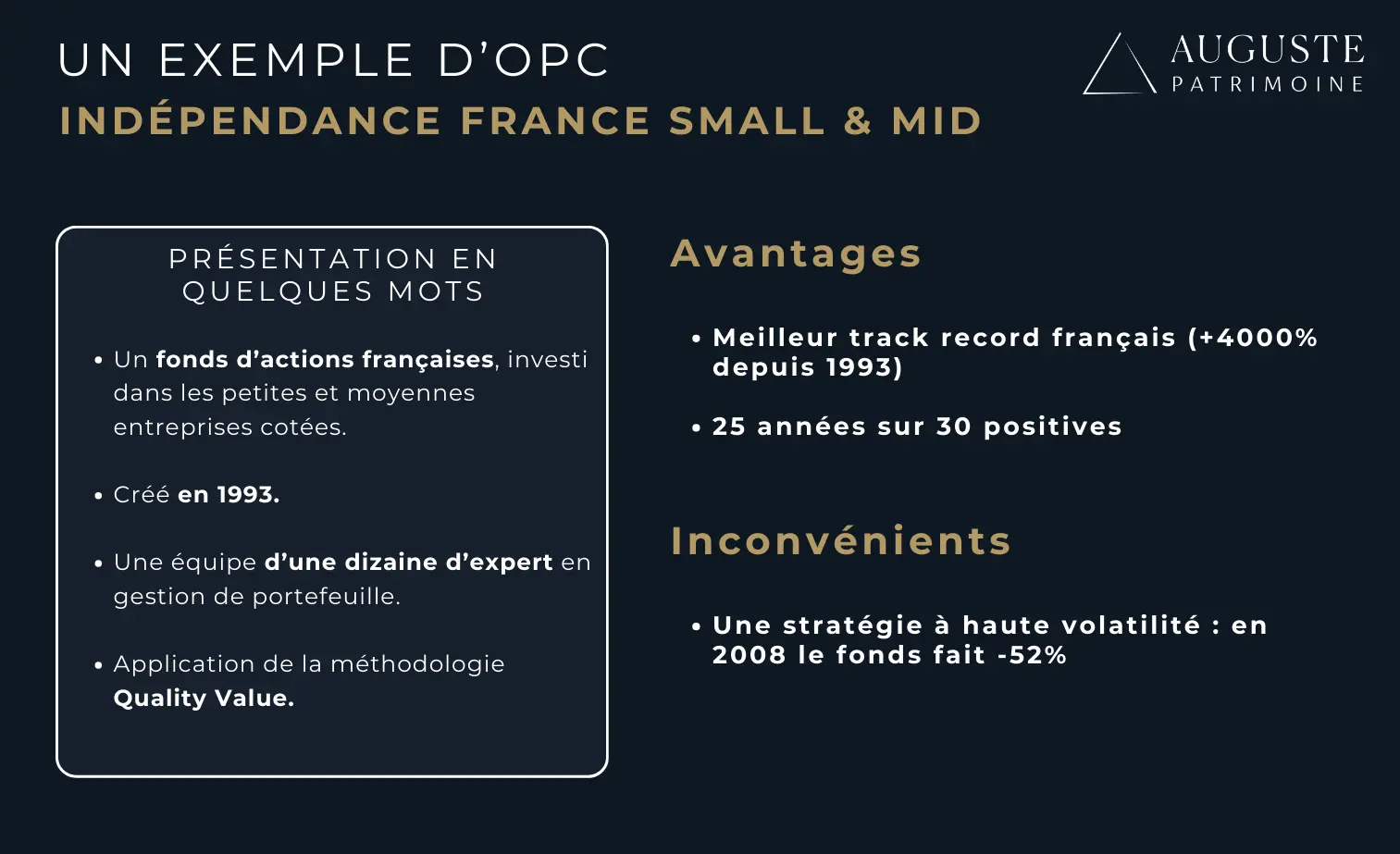 Un exemple d'investissement sur un opc pour 1 millions d'euros