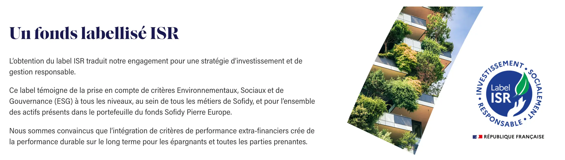 Label ISR de la SCPI Sofidy Pierre Europe