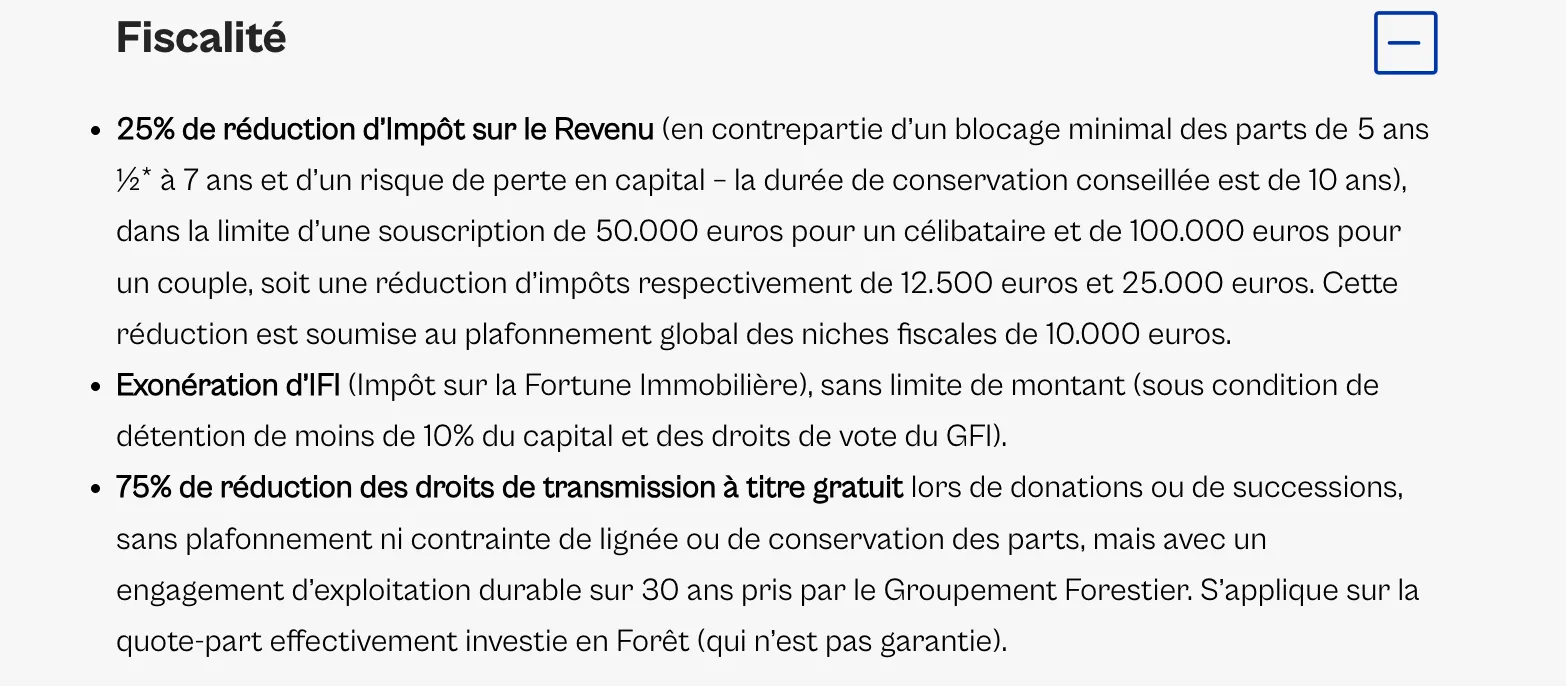 Fiscalité du GFI France Valley Forêts 