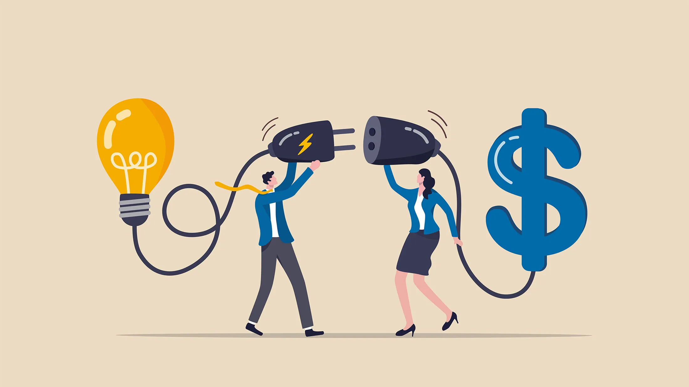 Illustration du Venture Capital entre un sigle dollar et une idée