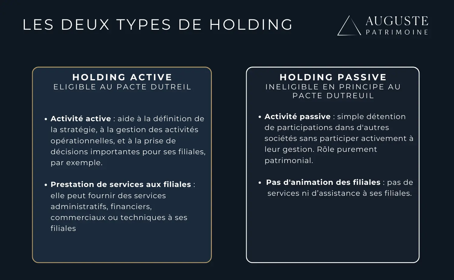 Les deux types de holding pour le pacte Dutreil